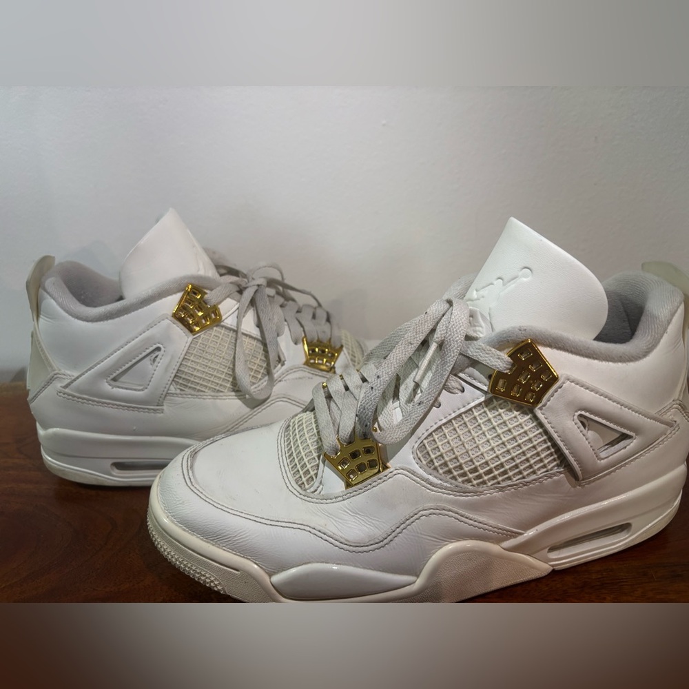 Jordan White and Gold Sneakers - Picture 2 of 5